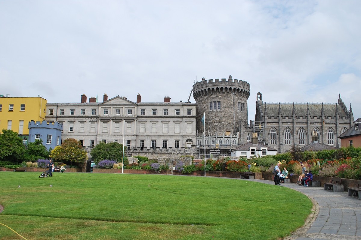 Dublin Castle in Ireland seen from the gardens