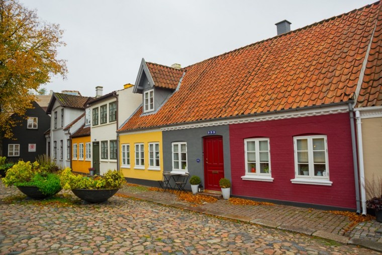 Odense is a beautiful Danish City with colorful traditional houses.