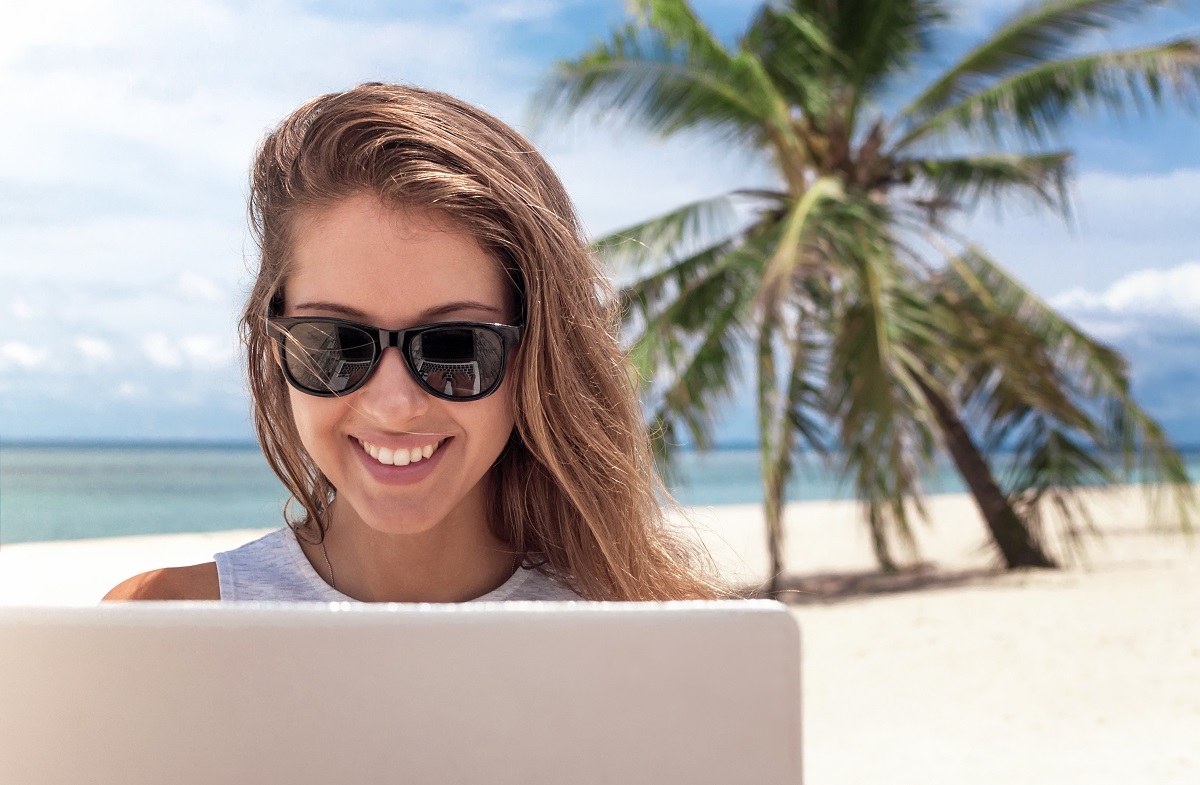 Betst places for working remotely - on a white sand beach