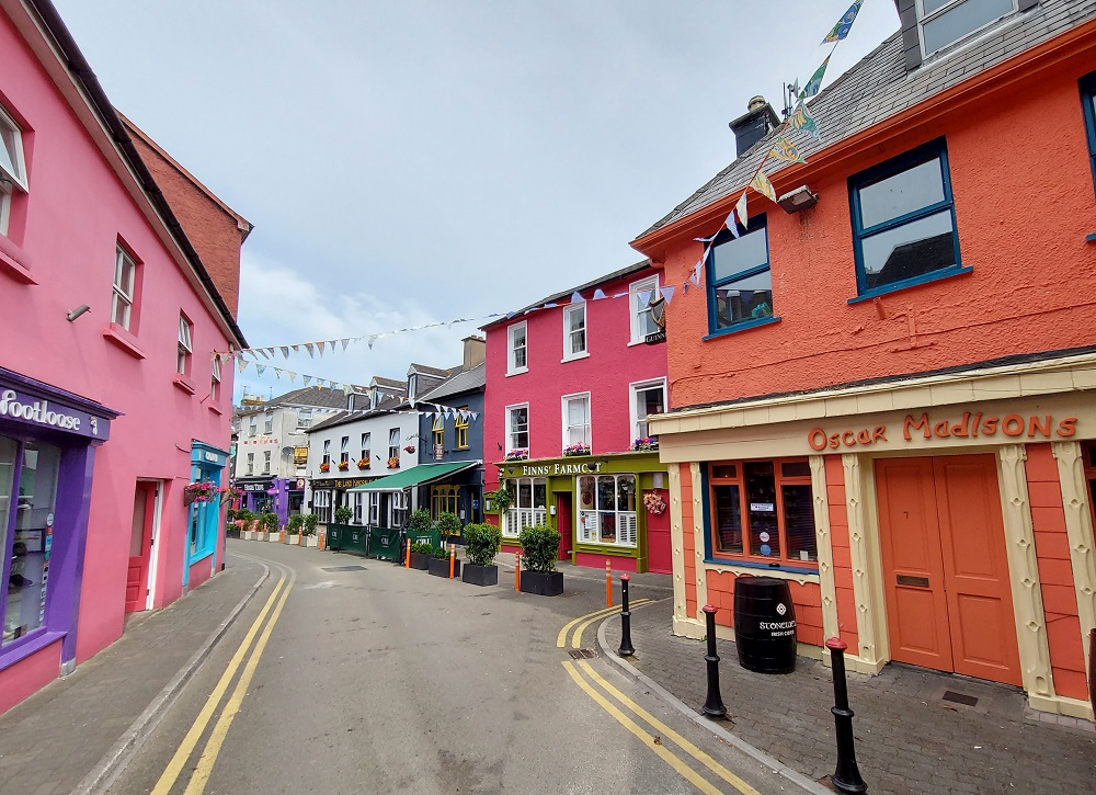 Colorful street in Kinsale Ireland