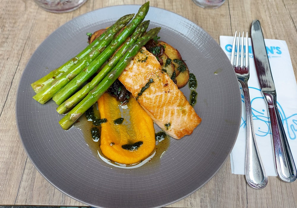 Fresh salmon, asparagus and potatoes, a delicious thing to try at Quinlan's Seafood Bar in Cork City