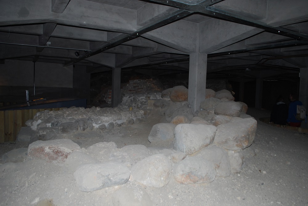 Part of the curtain wall of the first castle under Christiansborg palace.