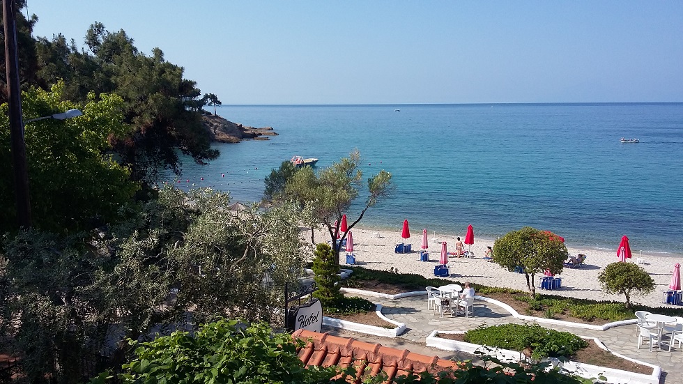 Pefkari beach on Thassos island in Greece.