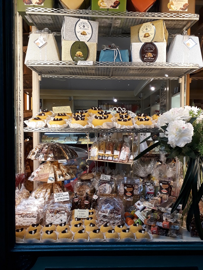 Polentine and sweets in Bergamo, Italy.