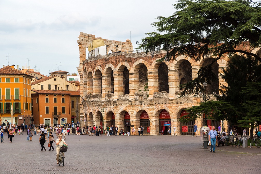 Verona Arena in the busy Bra Square