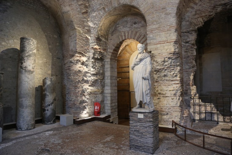Columns, statues and mosaic floors are what remains of the Roman Baths in Paris.