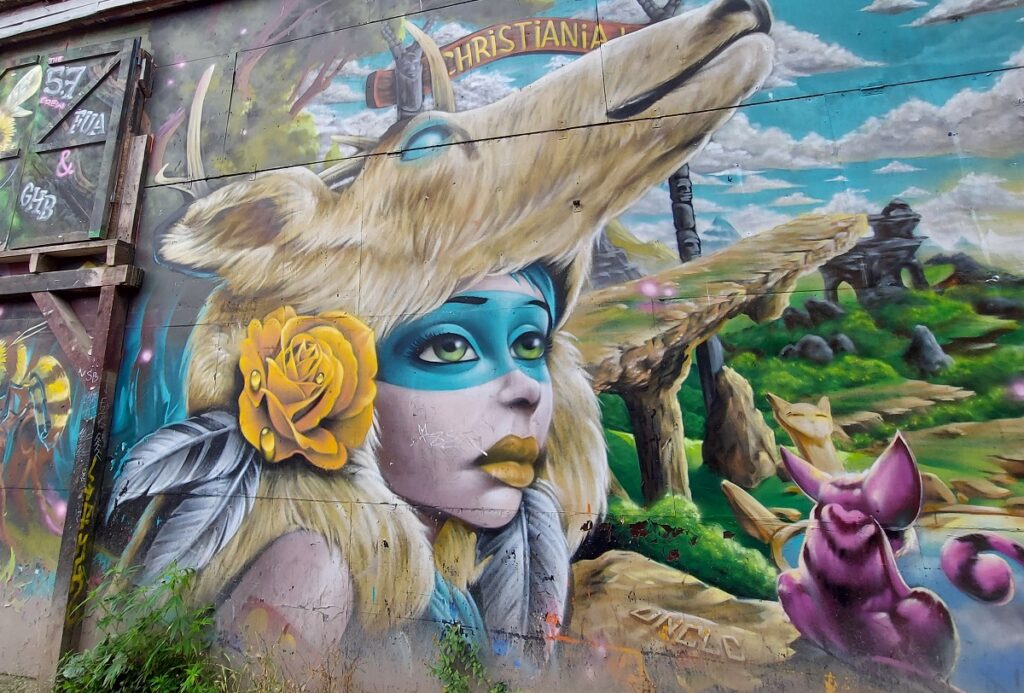 One of the best-known murals of Christiania, Denmark