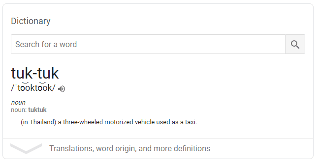 tuk tuk from the Dictionary